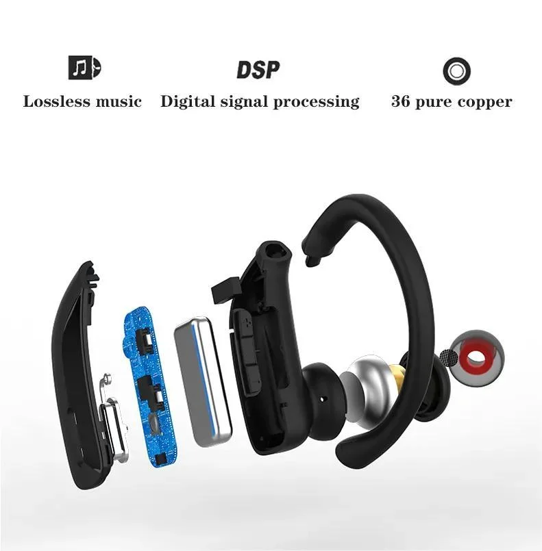 Factory Direct Sales Tws Wireless Earplugs PRO Sports Earphones Bluetooth Earphones Waterproof Game Business Tws Earhook with Le