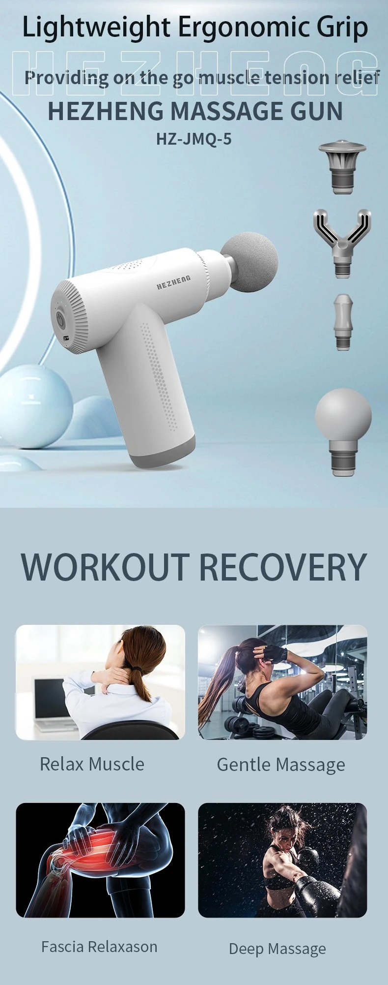 Deep Tissue Percussion Muscle Massage Gun for Athletes, Super Quiet Portable Electric Sport Massager, Handheld Deep Tissue Massage