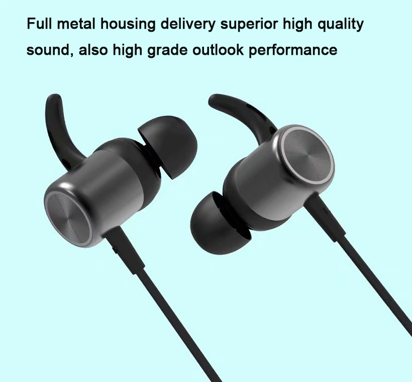 Metal Housing Best Comfortable Fitting Neckband Style Sport Bluetooth Earphone with TF Card Play