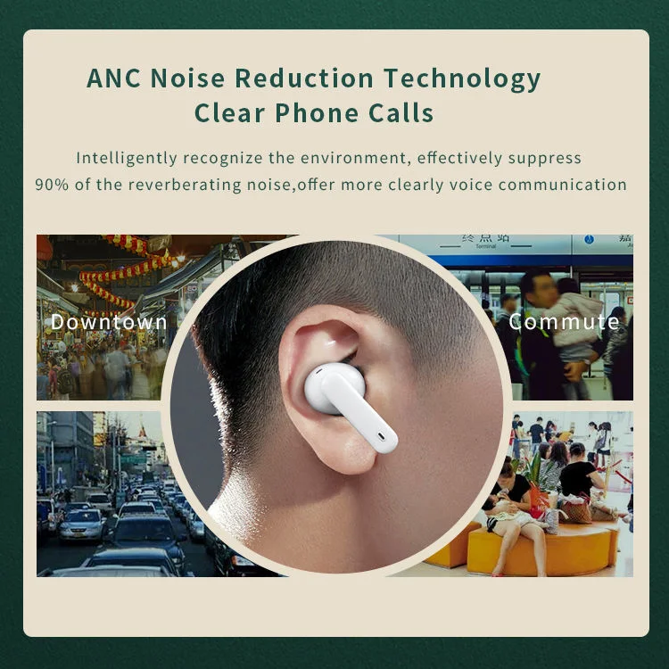 Touch Control Indicator Power Anc+Enc PRO Active Noise Reduction Wireless Earbuds Earphone